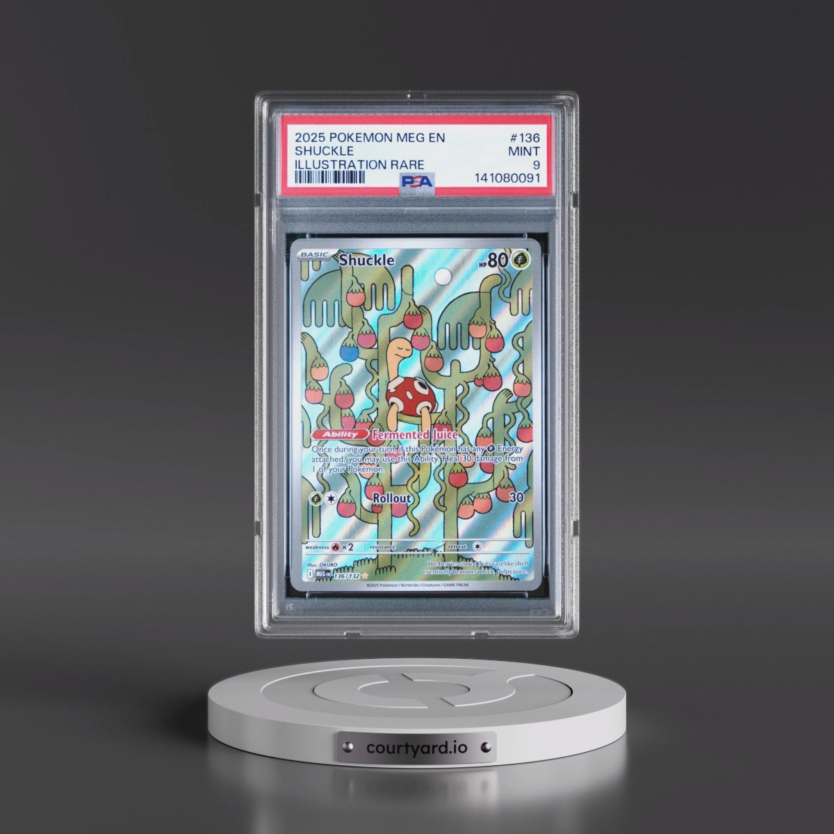 2025 Pokémon Meg EN-Mega Evolution #136 Shuckle - Illustration Rare (PSA 9 MINT)