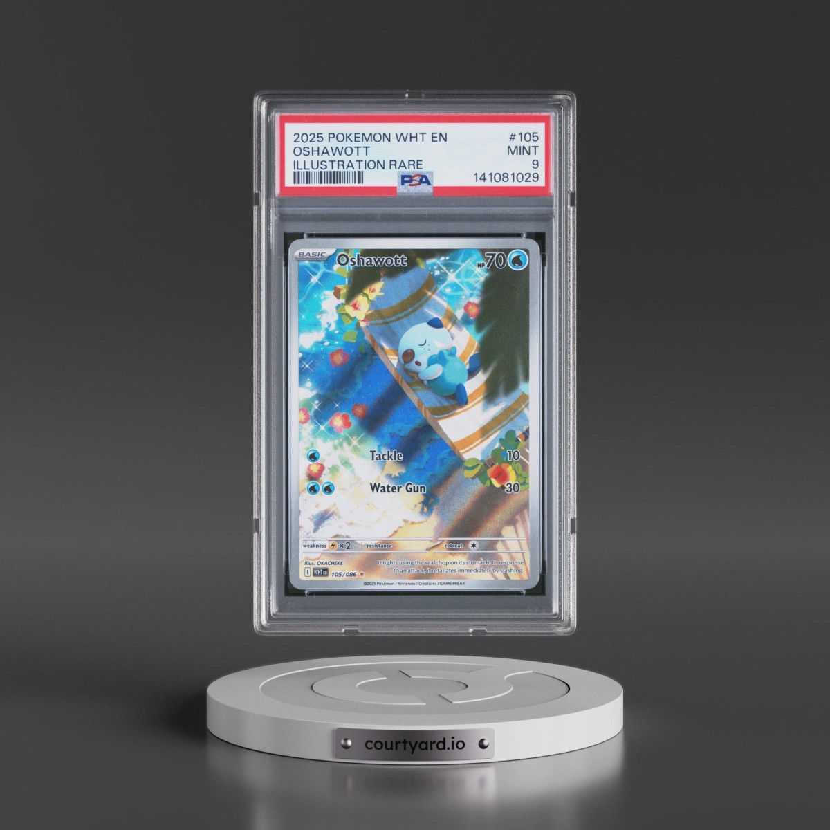 2025 Pokémon Wht EN-White Flare #105 Oshawott - Illustration Rare (PSA 9 MINT)