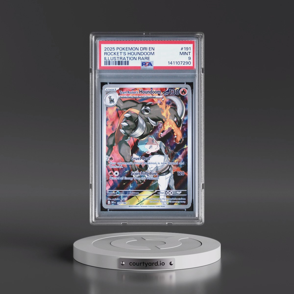 2025 Pokémon Dri EN-Destined Rivals #191 Team Rocket's Houndoom - Illustration Rare (PSA 9 MINT)