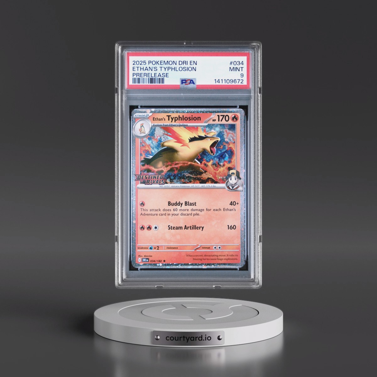2025 Pokémon Dri EN-Destined Rivals #034 Ethan's Typhlosion - Prerelease (PSA 9 MINT)