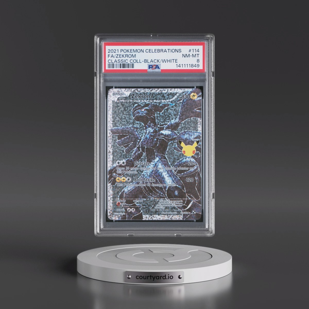 2021 Pokémon Celebrations Classic Collection #114 Zekrom - Full Art (PSA 8 NM-MT)
