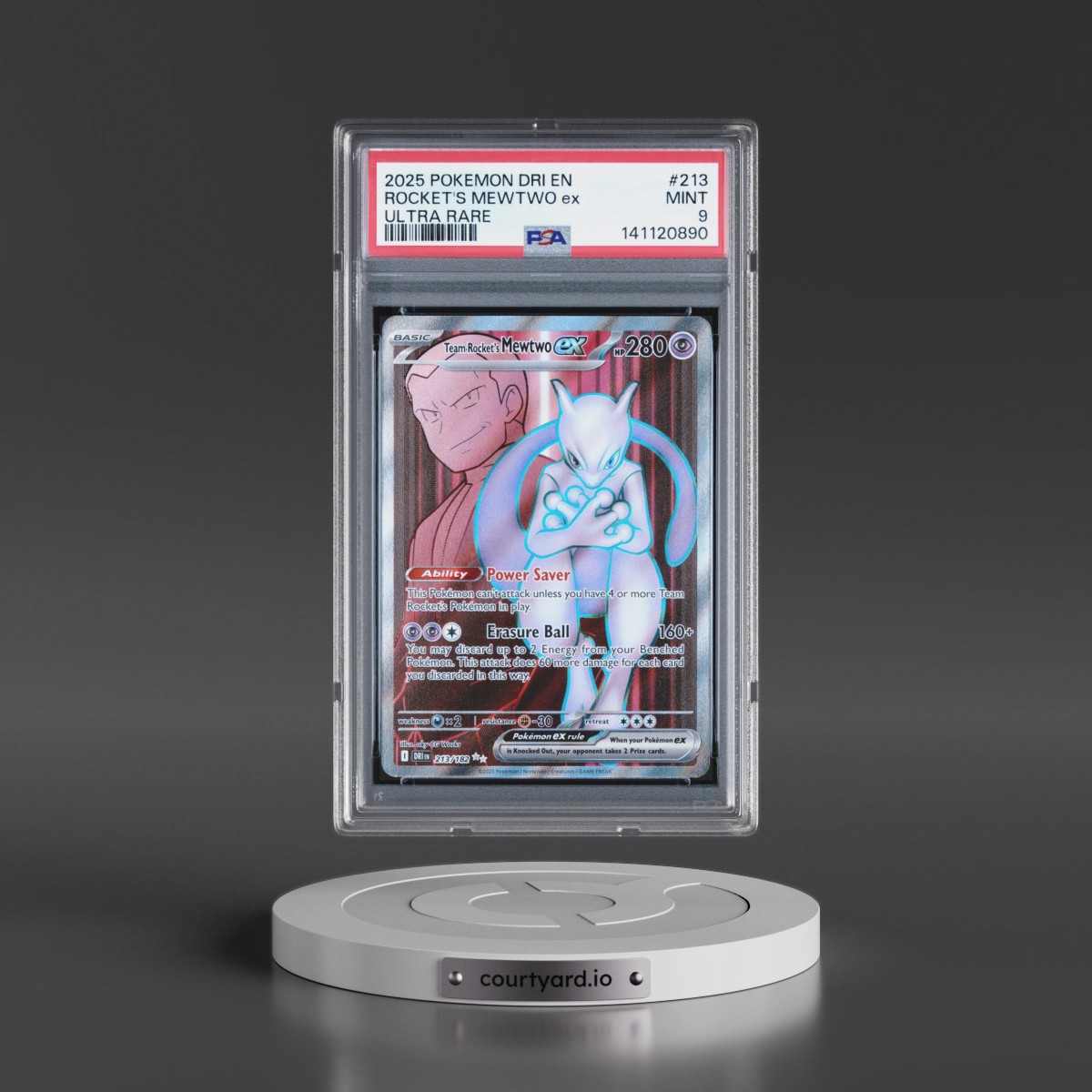 2025 Pokémon Dri EN-Destined Rivals #213 Team Rocket's Mewtwo EX - Holo Ultra Rare (PSA 9 MINT)