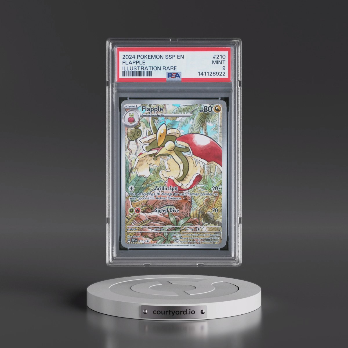 2024 Pokémon Ssp EN-Surging Sparks #210 Flapple - Illustration Rare (PSA 9 MINT)