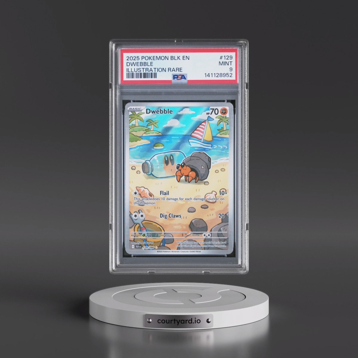 2025 Pokémon Blk EN-Black Bolt #129 Dwebble - Illustration Rare (PSA 9 MINT)