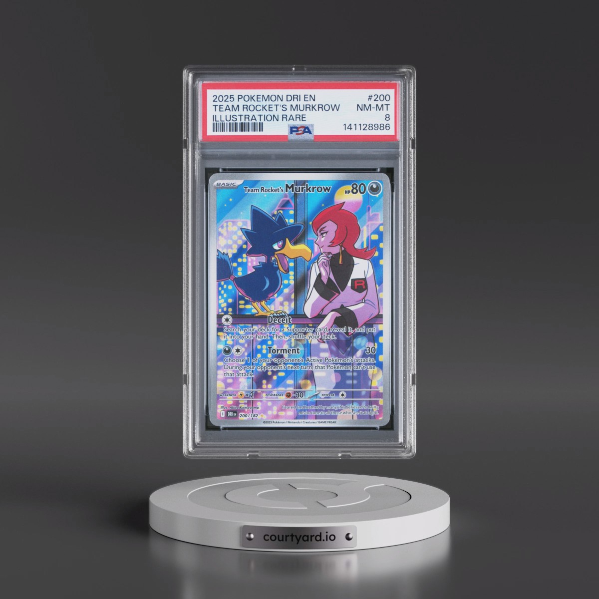 2025 Pokémon Dri EN-Destined Rivals #200 Team Rocket's Murkrow - Illustration Rare (PSA 8 NM-MT)