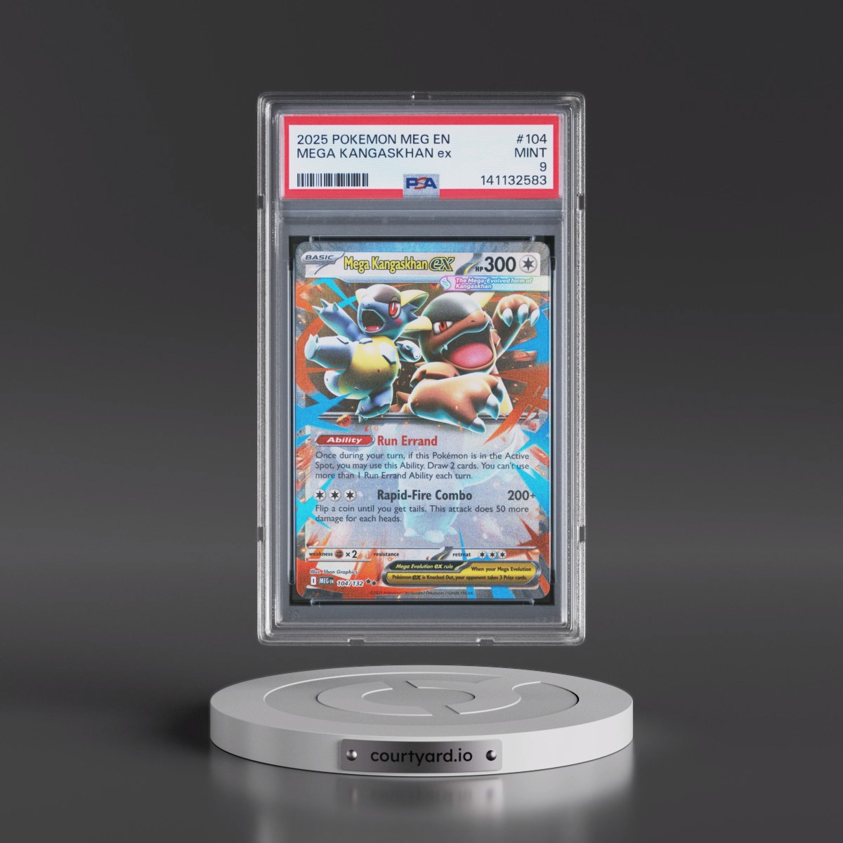2025 Pokémon Meg EN-Mega Evolution #104 Mega Kangaskhan EX - Holo (PSA 9 MINT)
