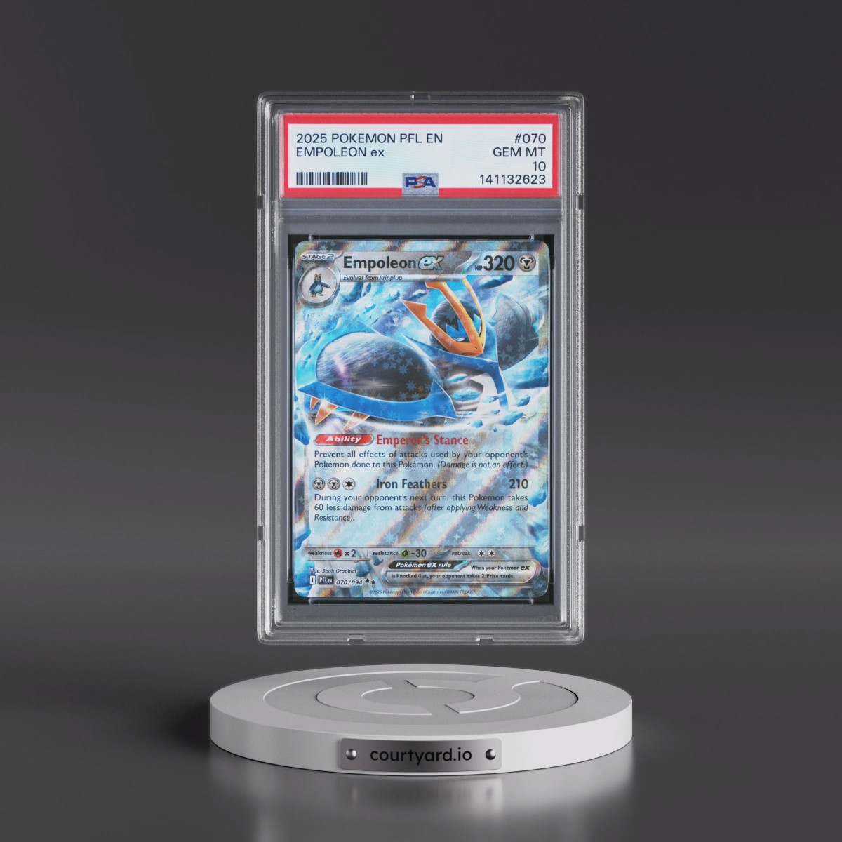2025 Pokémon Pfl EN-Phantasmal Flames #070 Empoleon EX - Holo (PSA 10 GEM MINT)