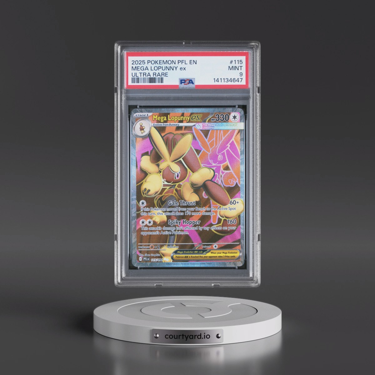 2025 Pokémon Pfl EN-Phantasmal Flames #115 Mega Lopunny EX - Holo Ultra Rare (PSA 9 MINT)