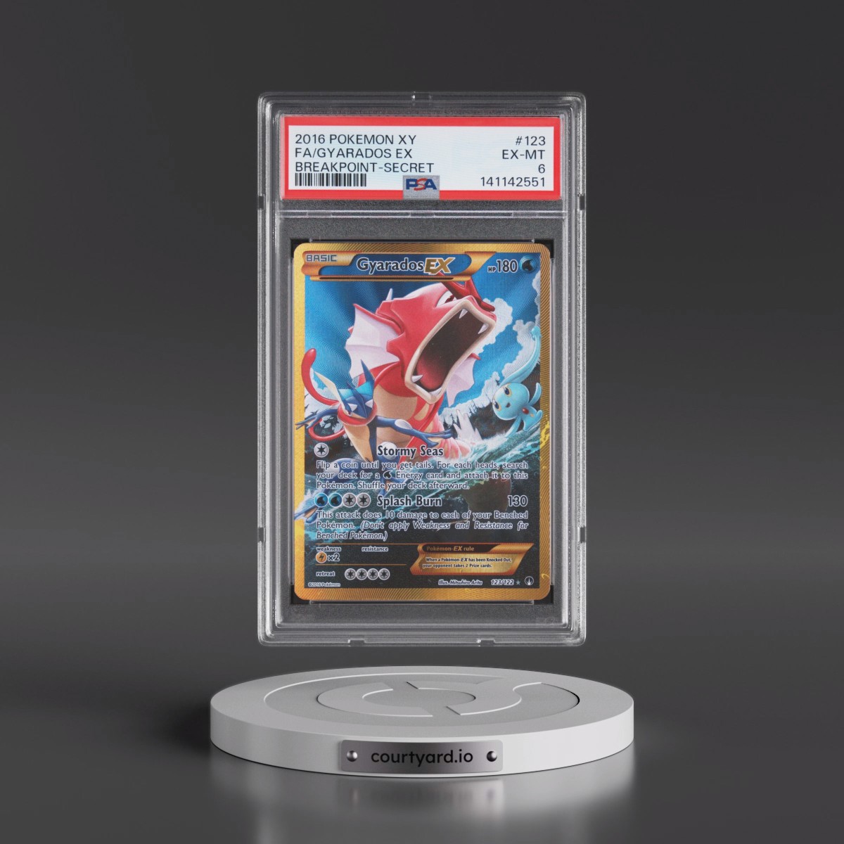 2016 Pokémon XY Breakpoint #123 Gyarados EX - Holo Full Art Secret (PSA 6 EX-MT)