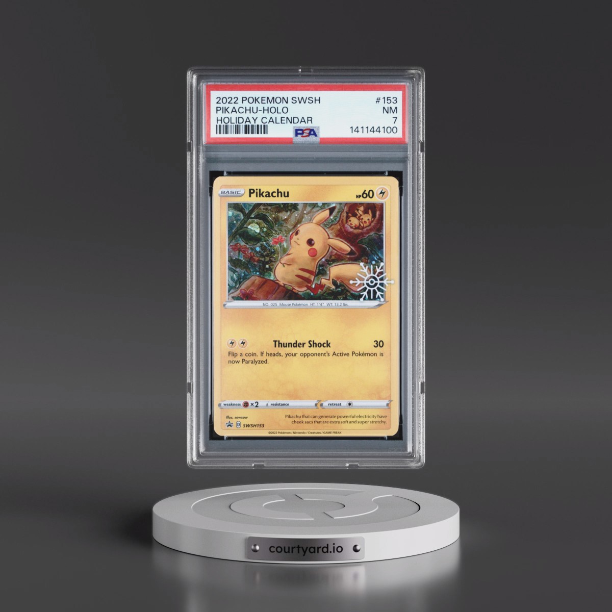 2022 Pokémon Swsh Black Star Promo #153 Pikachu - Holo Holiday Calendar 2022 (PSA 7 NM)