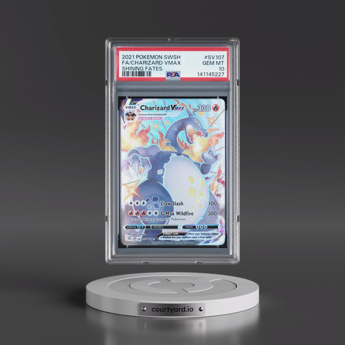 2021 Pokémon Sword & Shield Shining Fates #SV107 Charizard Vmax - Full Art (PSA 10 GEM MINT)