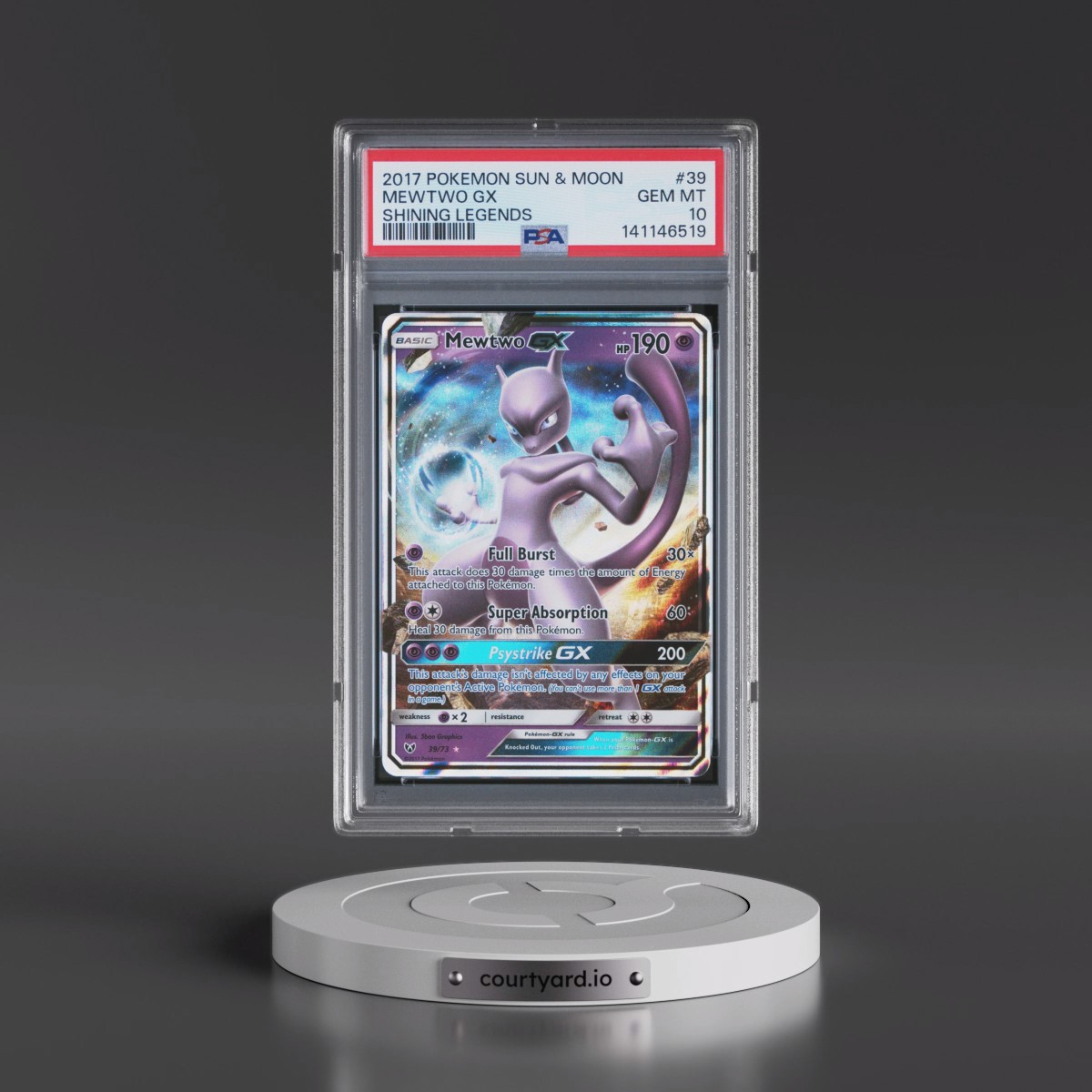 2017 Pokémon Sun & Moon Shining Legends #39 Mewtwo GX - Holo (PSA 10 GEM MINT)