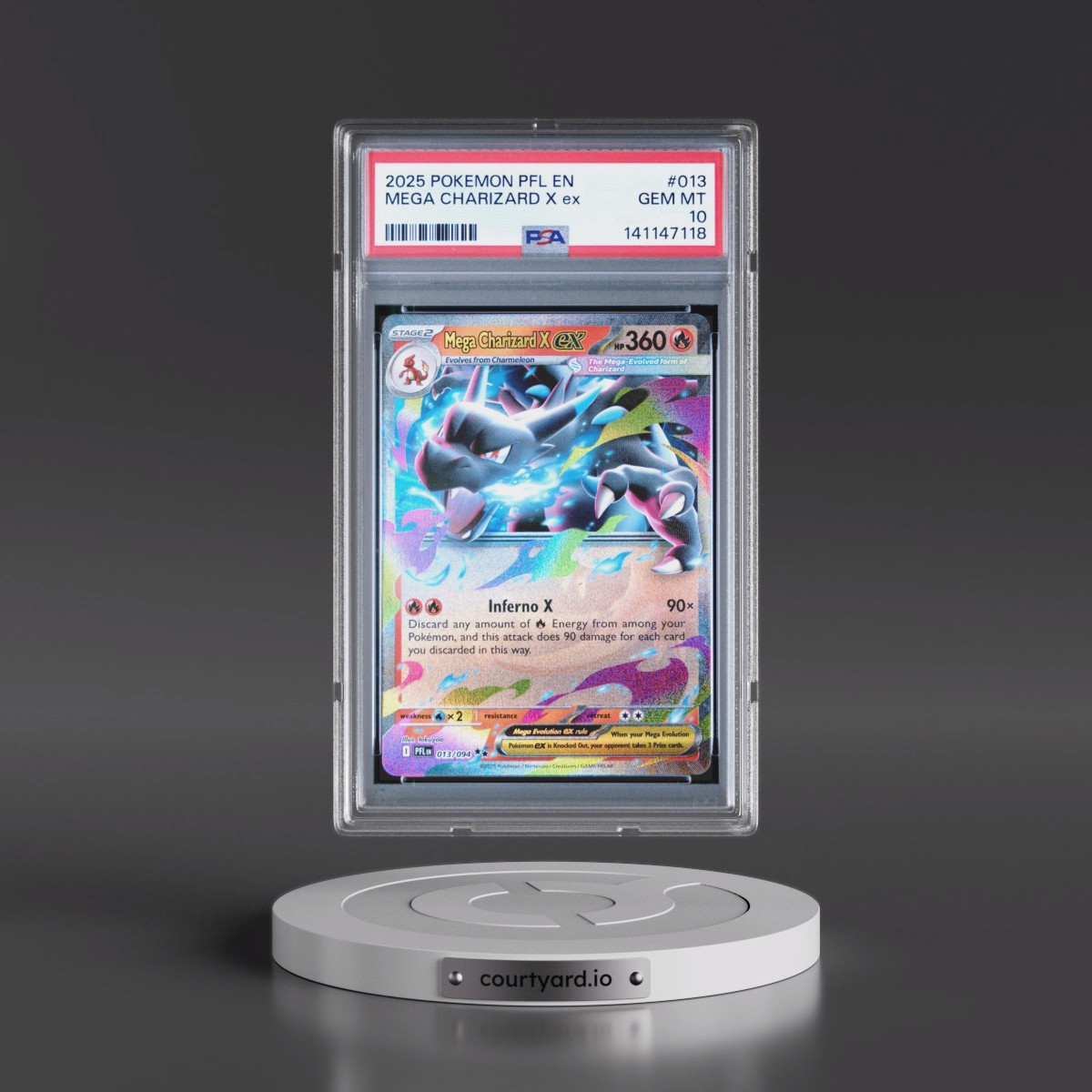 2025 Pokémon Pfl EN-Phantasmal Flames #013 Mega Charizard X EX - Holo (PSA 10 GEM MINT)