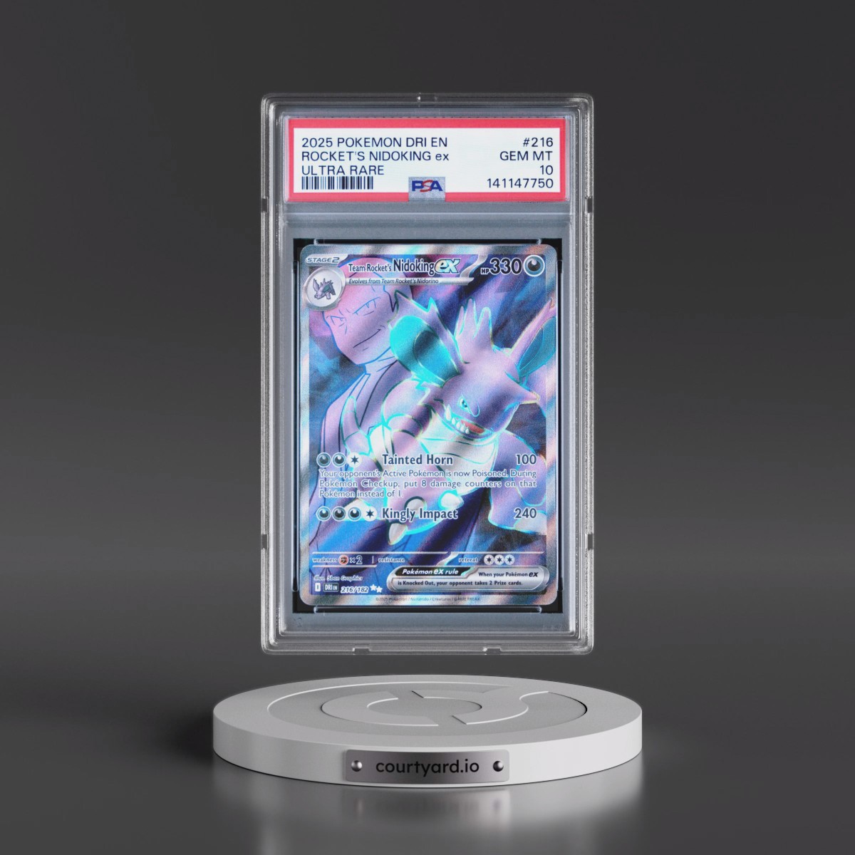 2025 Pokémon Dri EN-Destined Rivals #216 Team Rocket's Nidoking EX - Holo Ultra Rare (PSA 10 GEM MINT)