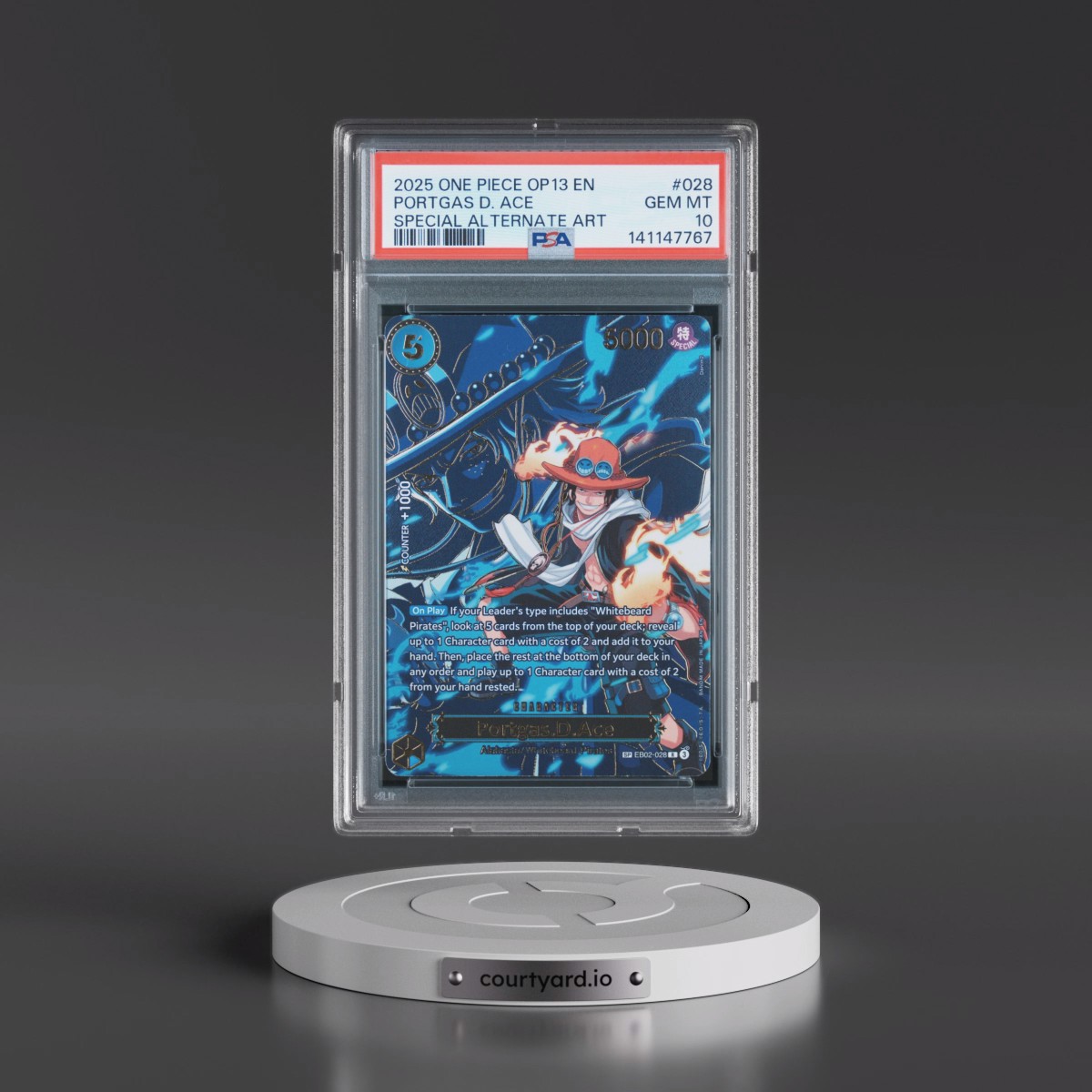 2025 One Piece OP13-Carrying on His Will #028 Portgas D. Ace - Special Alternate Art (PSA 10 GEM MINT)