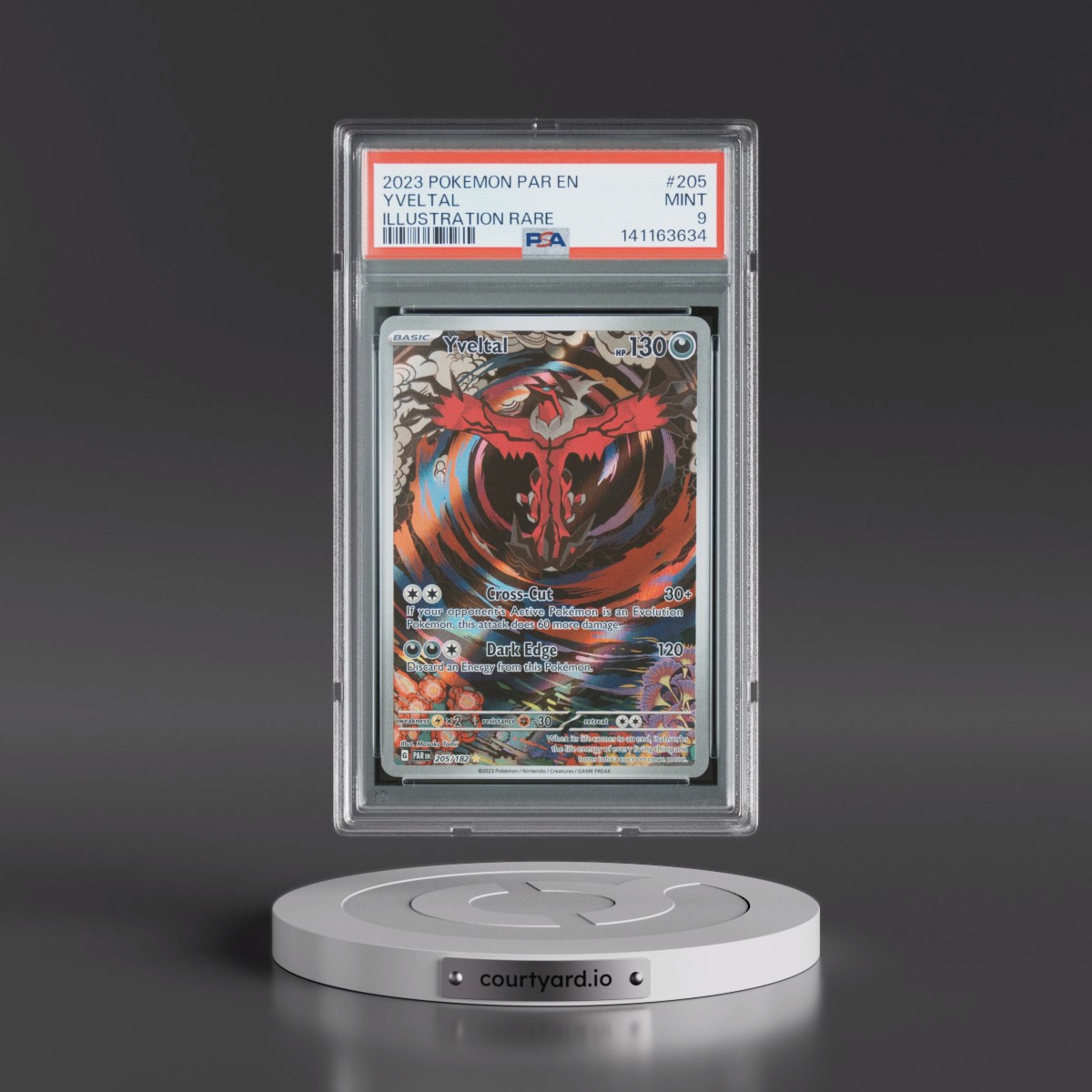 2023 Pokémon Par EN-Paradox Rift #205 Yveltal - Illustration Rare (PSA 9 MINT)