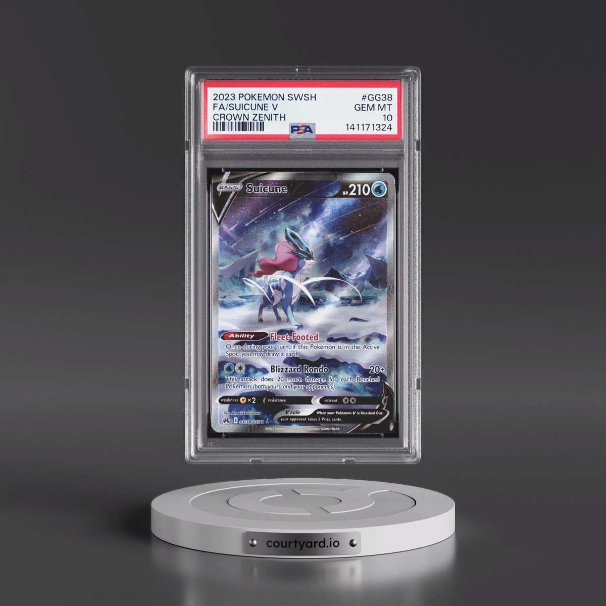 2023 Pokémon Sword and Shield Crown Zenith #GG38 Suicune V - Holo Full Art (PSA 10 GEM MINT)