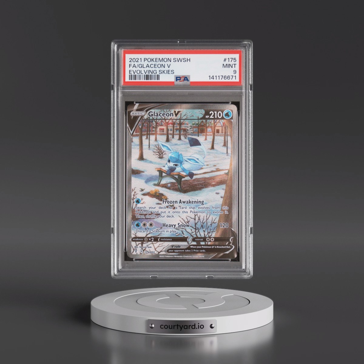 2021 Pokémon Sword & Shield Evolving Skies #175 Glaceon V - Holo Full Art (PSA 9 MINT)