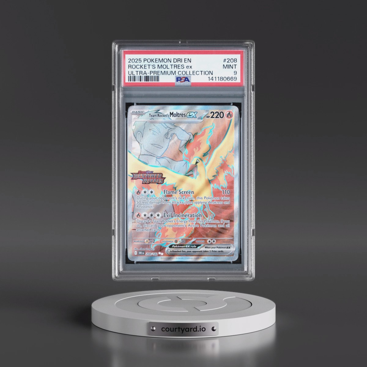2025 Pokémon Dri EN-Destined Rivals #208 Team Rocket's Moltres EX - Holo Team Rocket's Moltres EX Ultra-Premium Collection (PSA 9 MINT)