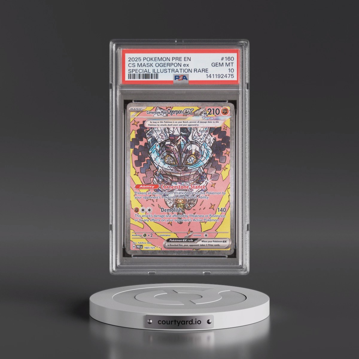 2025 Pokémon Pre EN-Prismatic Evolutions #160 Cornerstone Mask Ogerpon EX - Holo Special Illustration Rare (PSA 10 GEM MINT)