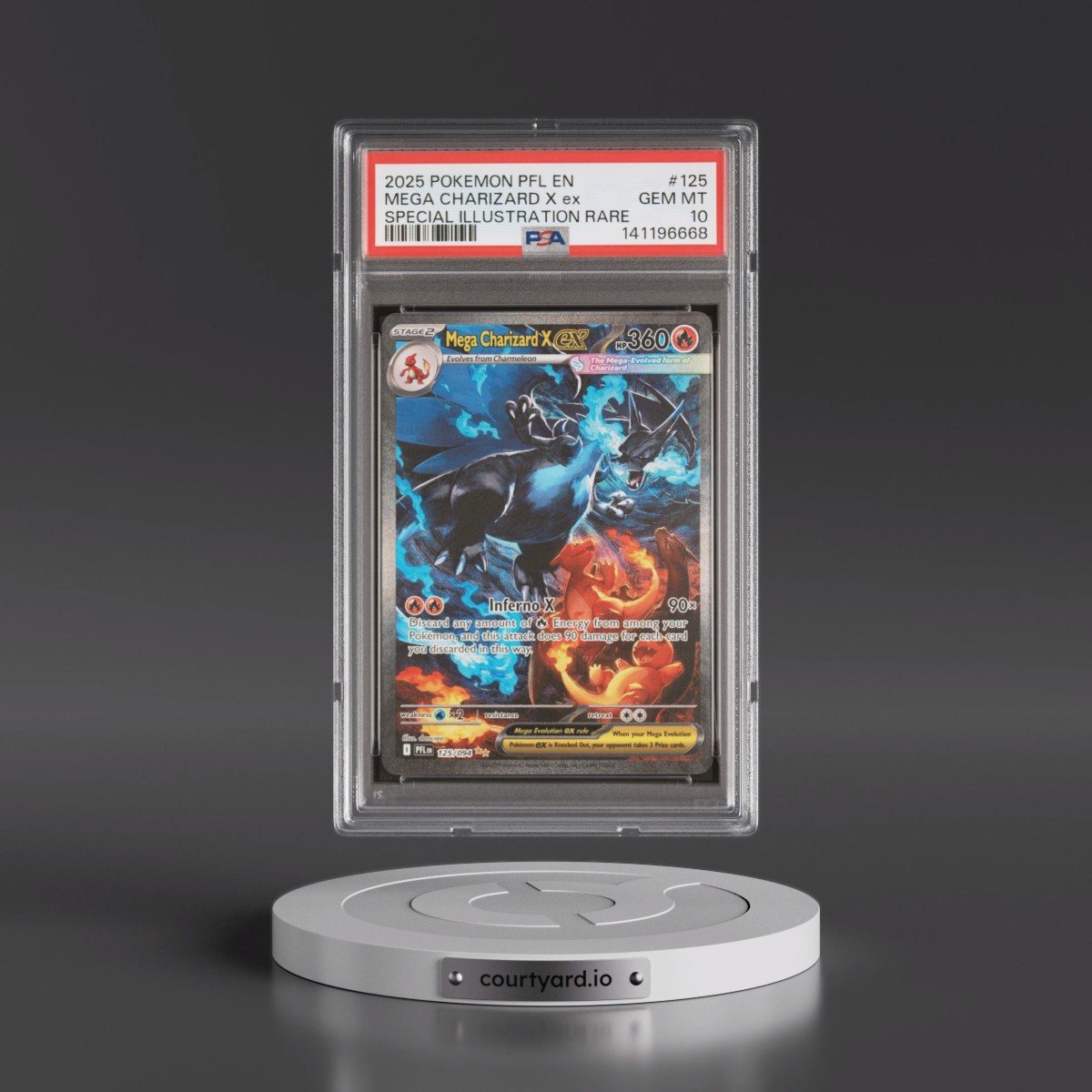 2025 Pokémon Pfl EN-Phantasmal Flames #125 Mega Charizard X EX - Holo Special Illustration Rare (PSA 10 GEM MINT)