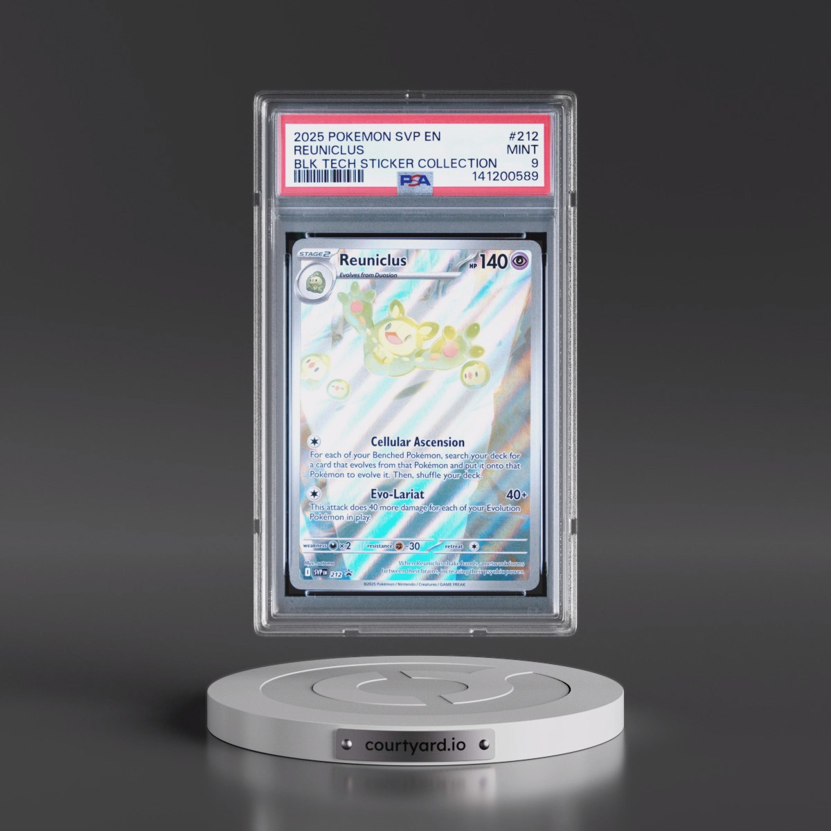 2025 Pokémon Svp EN-SV Black Star Promo #212 Reuniclus - Black Bolt Tech Sticker Collection (PSA 9 MINT)