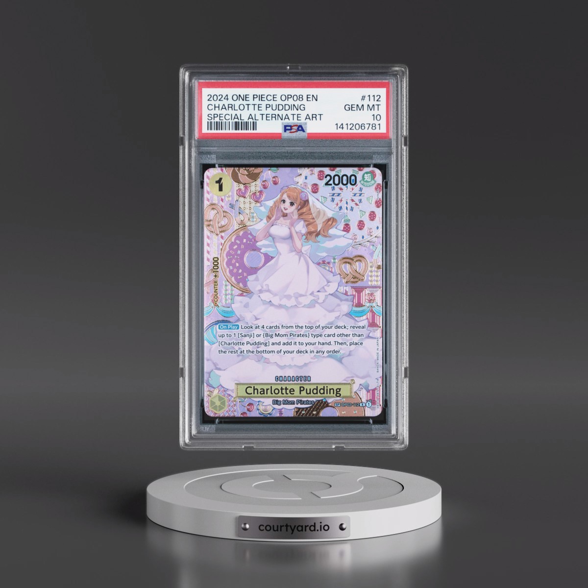 2024 One Piece OP08-Two Legends #112 Charlotte Pudding - Special Alternate Art (PSA 10 GEM MINT)