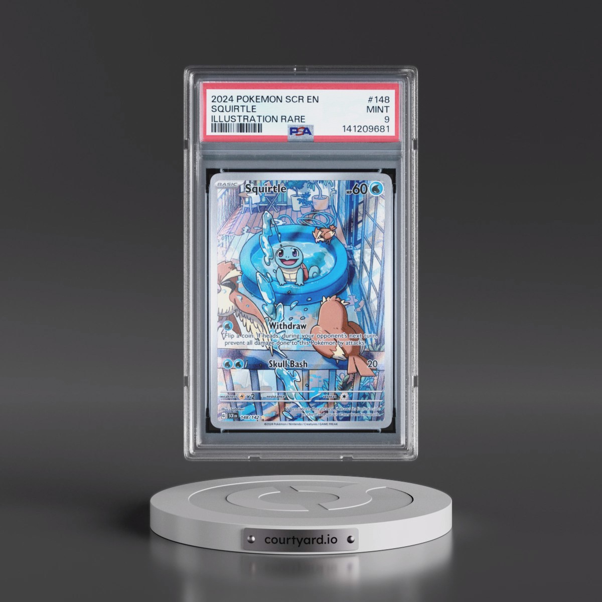 2024 Pokémon Scr EN-Stellar Crown #148 Squirtle - Illustration Rare (PSA 9 MINT)