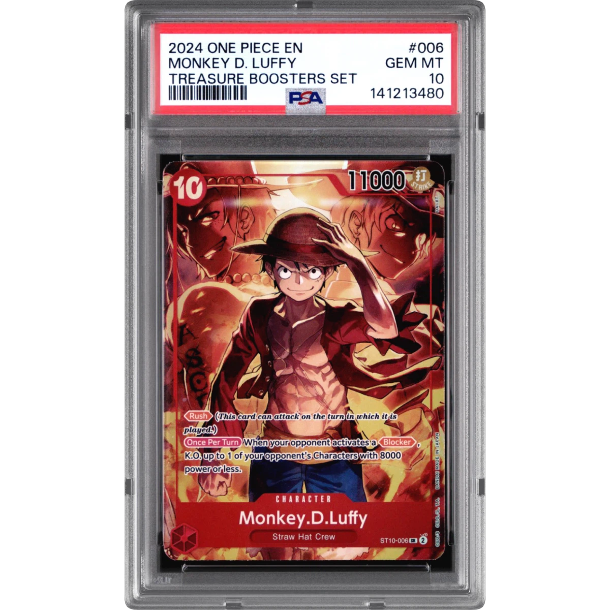 2024 One Piece Promos #006 Monkey D. Luffy - Treasure Boosters Set (PSA 10 GEM MINT)