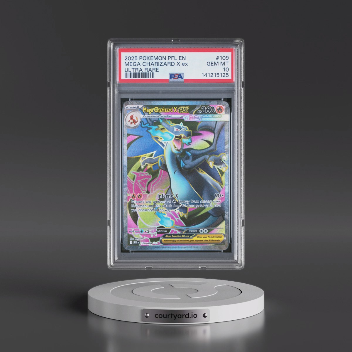 2025 Pokémon Pfl EN-Phantasmal Flames #109 Mega Charizard X EX - Holo Ultra Rare (PSA 10 GEM MINT)
