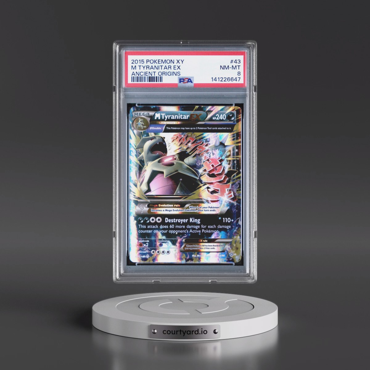 2015 Pokémon XY Ancient Origins #43 M Tyranitar EX - Holo (PSA 8 NM-MT)
