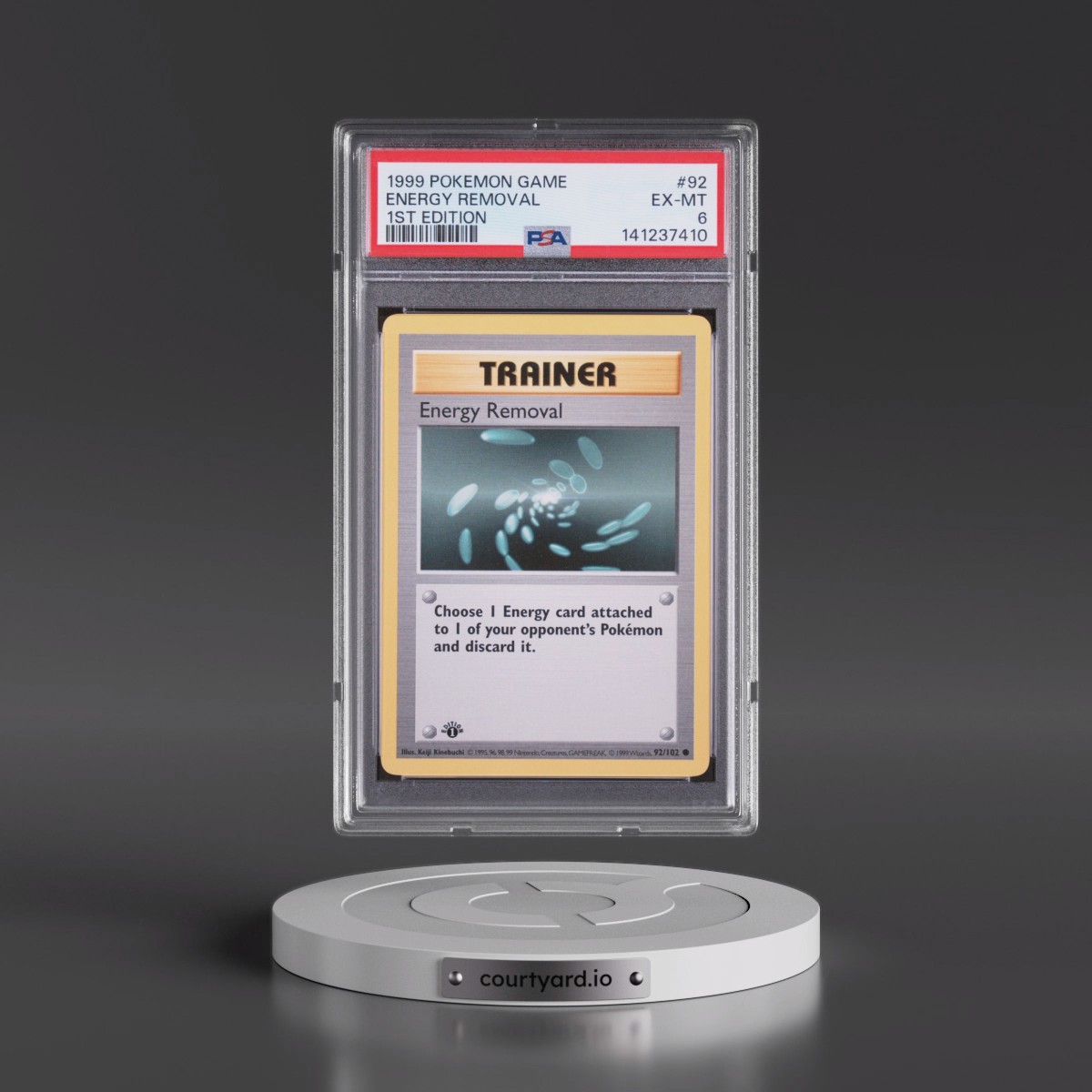1999 Pokémon Game #92 Energy Removal - 1st Edition (PSA 6 EX-MT)