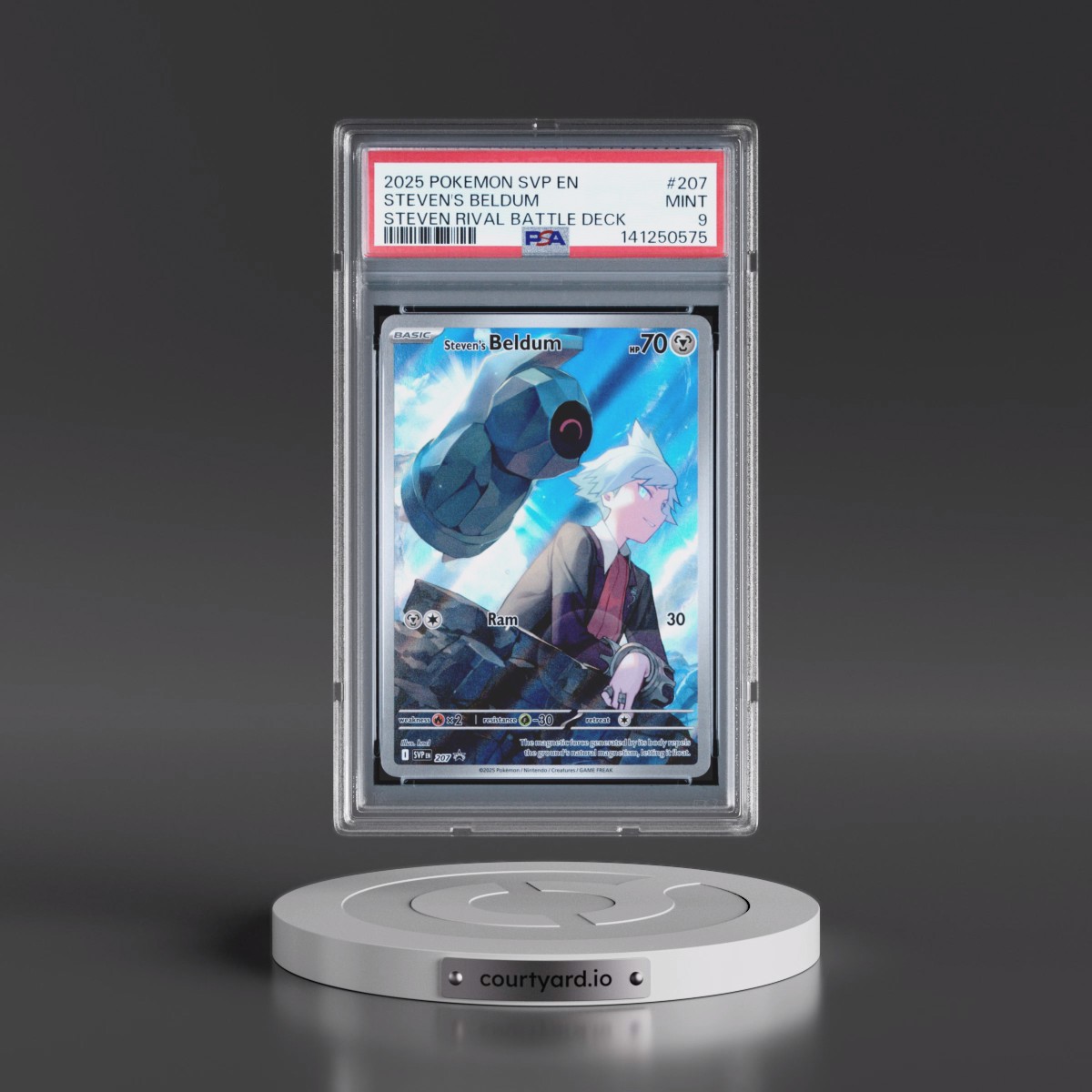 2025 Pokémon Svp EN-SV Black Star Promo #207 Steven's Beldum - Steven Rival Battle Deck (PSA 9 MINT)