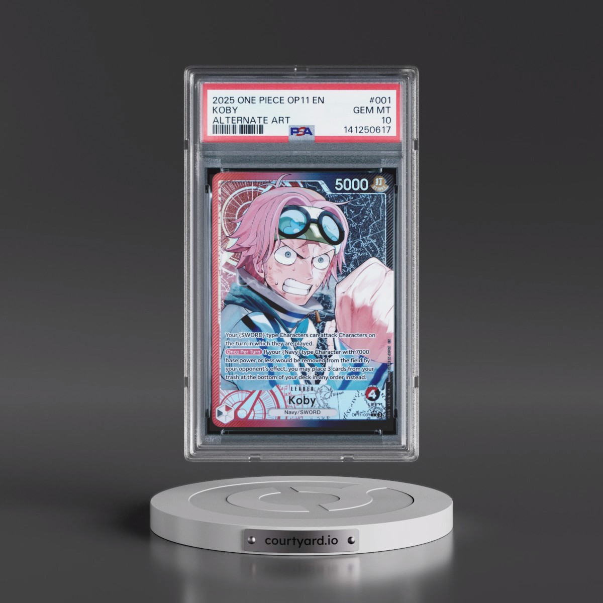 2025 One Piece OP11-A Fist of Divine Speed #001 Koby - Alternate Art (PSA 10 GEM MINT)