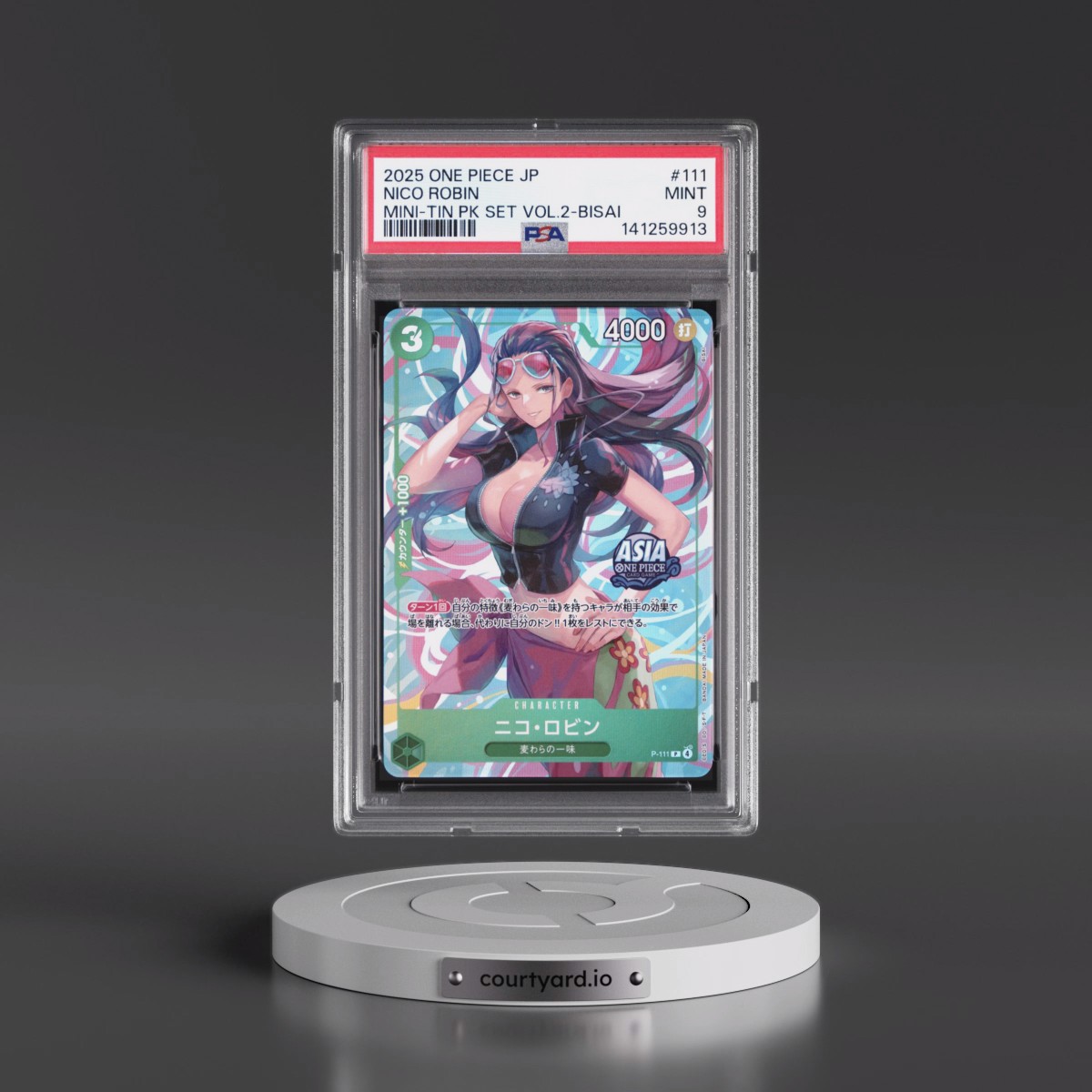 2025 One Piece Japanese Mini-Tin Pack Set Vol.2 #111 Nico Robin - Bisai (PSA 9 MINT)