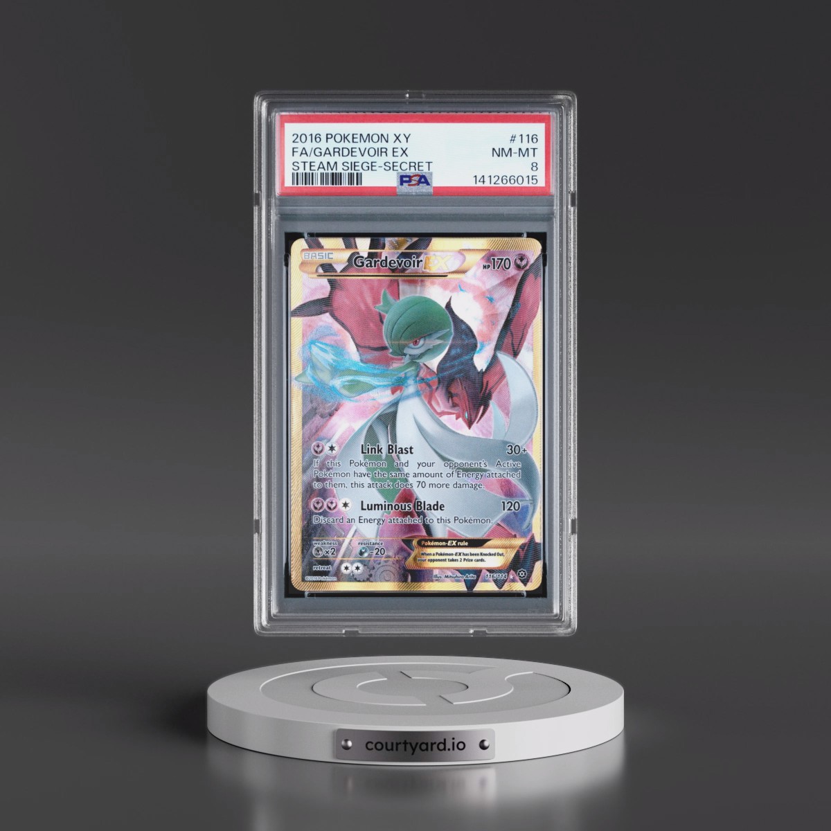 2016 Pokémon XY Steam Siege #116 Gardevoir EX - Holo Full Art Secret (PSA 8 NM-MT)