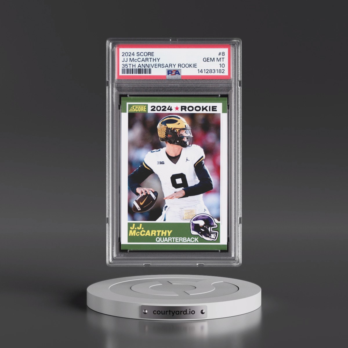 2024 Panini Score 35th Anniversary Rookie #8 JJ McCarthy (PSA 10 GEM MINT)