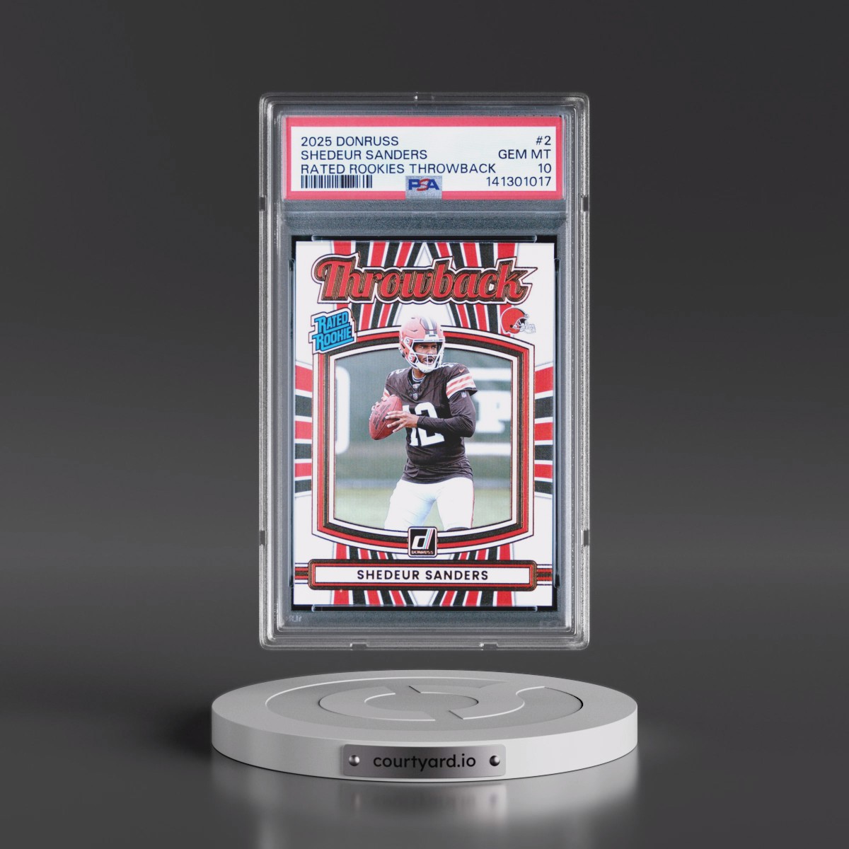 2025 Panini Donruss Rated Rookies Throwback #2 Shedeur Sanders (PSA 10 GEM MINT)