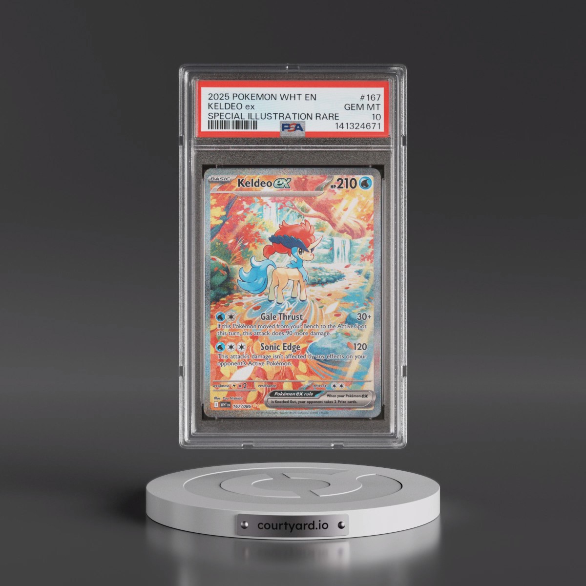 2025 Pokémon Wht EN-White Flare #167 Keldeo EX - Holo Special Illustration Rare (PSA 10 GEM MINT)