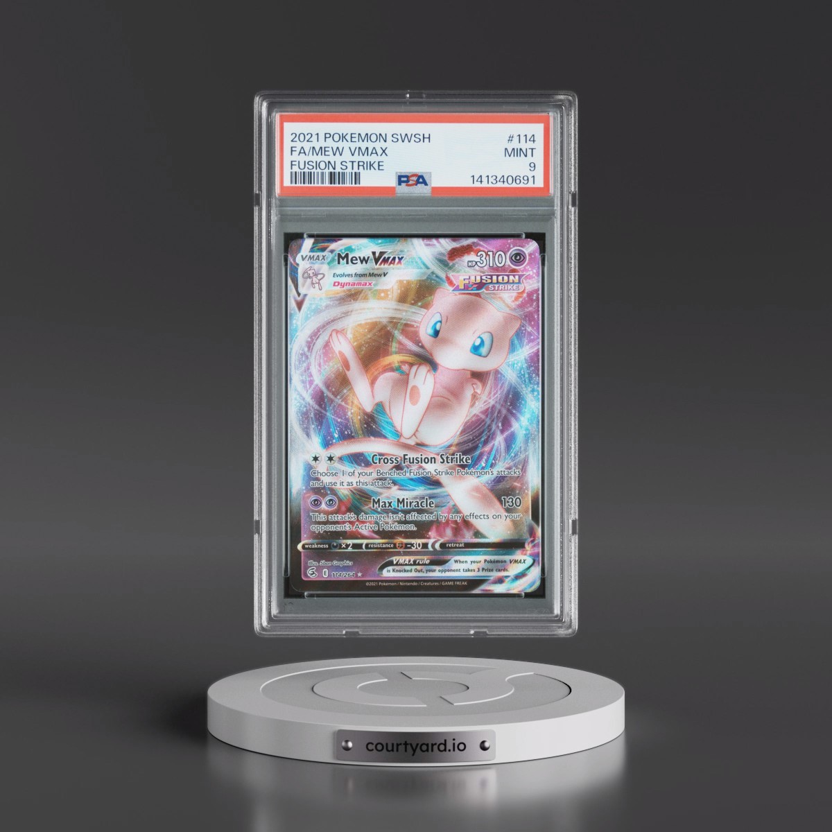 2021 Pokémon Sword & Shield Fusion Strike #114 Mew Vmax - Full Art (PSA 9 MINT)