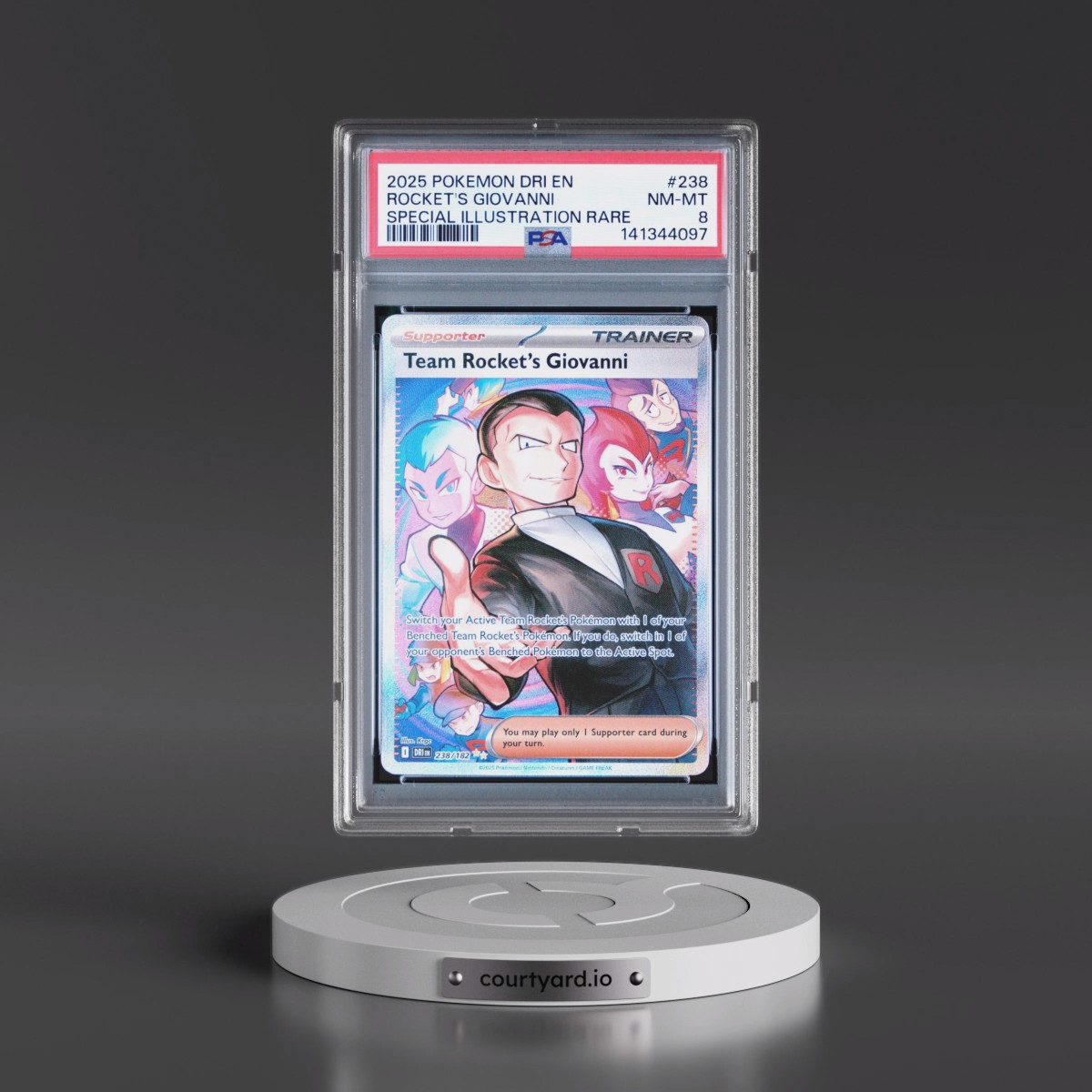 2025 Pokémon Dri EN-Destined Rivals #238 Team Rocket's Giovanni - Special Illustration Rare (PSA 8 NM-MT)