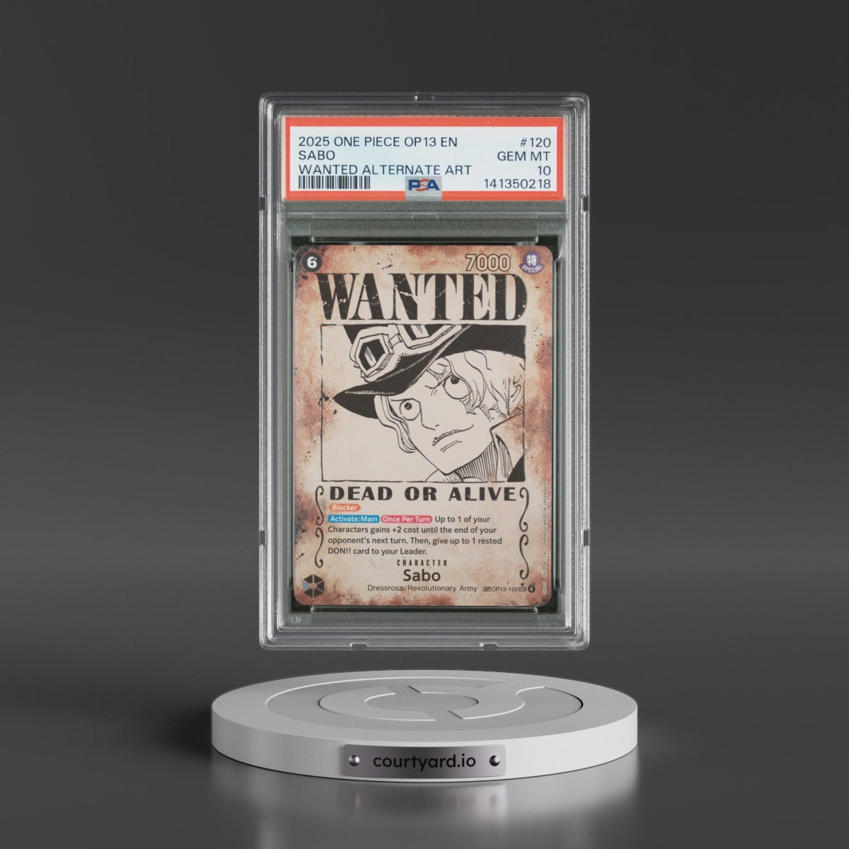 2025 One Piece OP13-Carrying on His Will #120 Sabo - Wanted Alternate Art (PSA 10 GEM MINT)