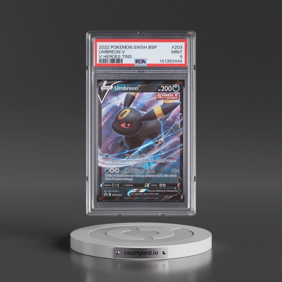 2022 Pokémon Swsh Black Star Promo #203 Umbreon V - Holo V Heroes Tins (PSA 9 MINT)