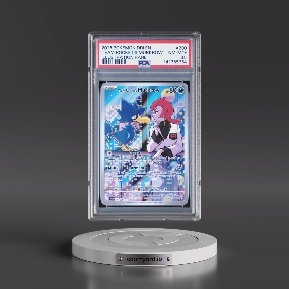 2025 Pokémon Dri EN-Destined Rivals #200 Team Rocket's Murkrow - Illustration Rare (PSA 8.5 NM-MT+)