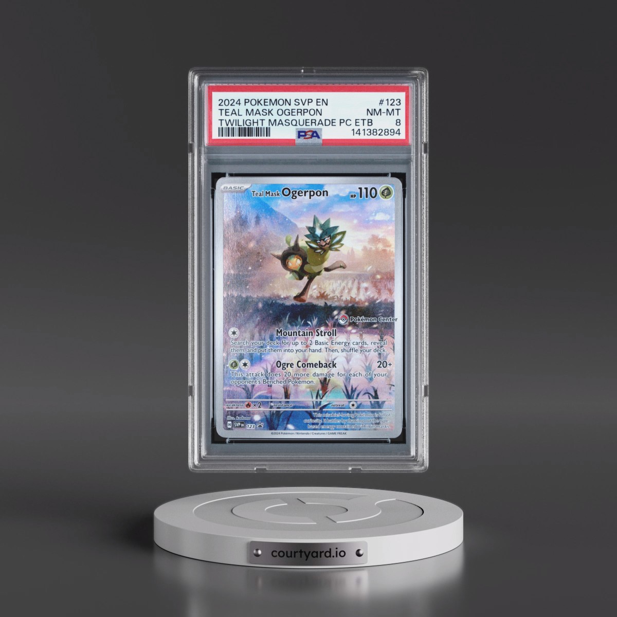 2024 Pokémon Svp EN-SV Black Star Promo #123 Teal Mask Ogerpon - Twilight Masquerade Pokemon Center Elite Trainer Box (PSA 8 NM-MT)
