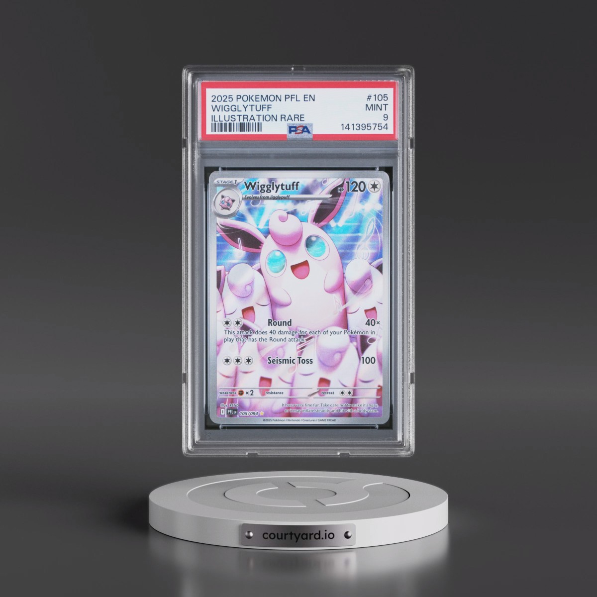 2025 Pokémon Pfl EN-Phantasmal Flames #105 Wigglytuff - Illustration Rare (PSA 9 MINT)
