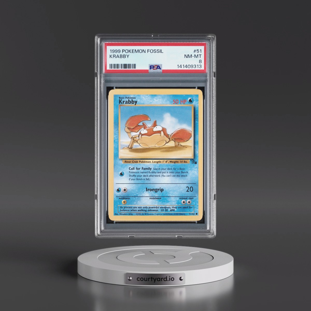 1999 Pokémon Fossil #51 Krabby (PSA 8 NM-MT)