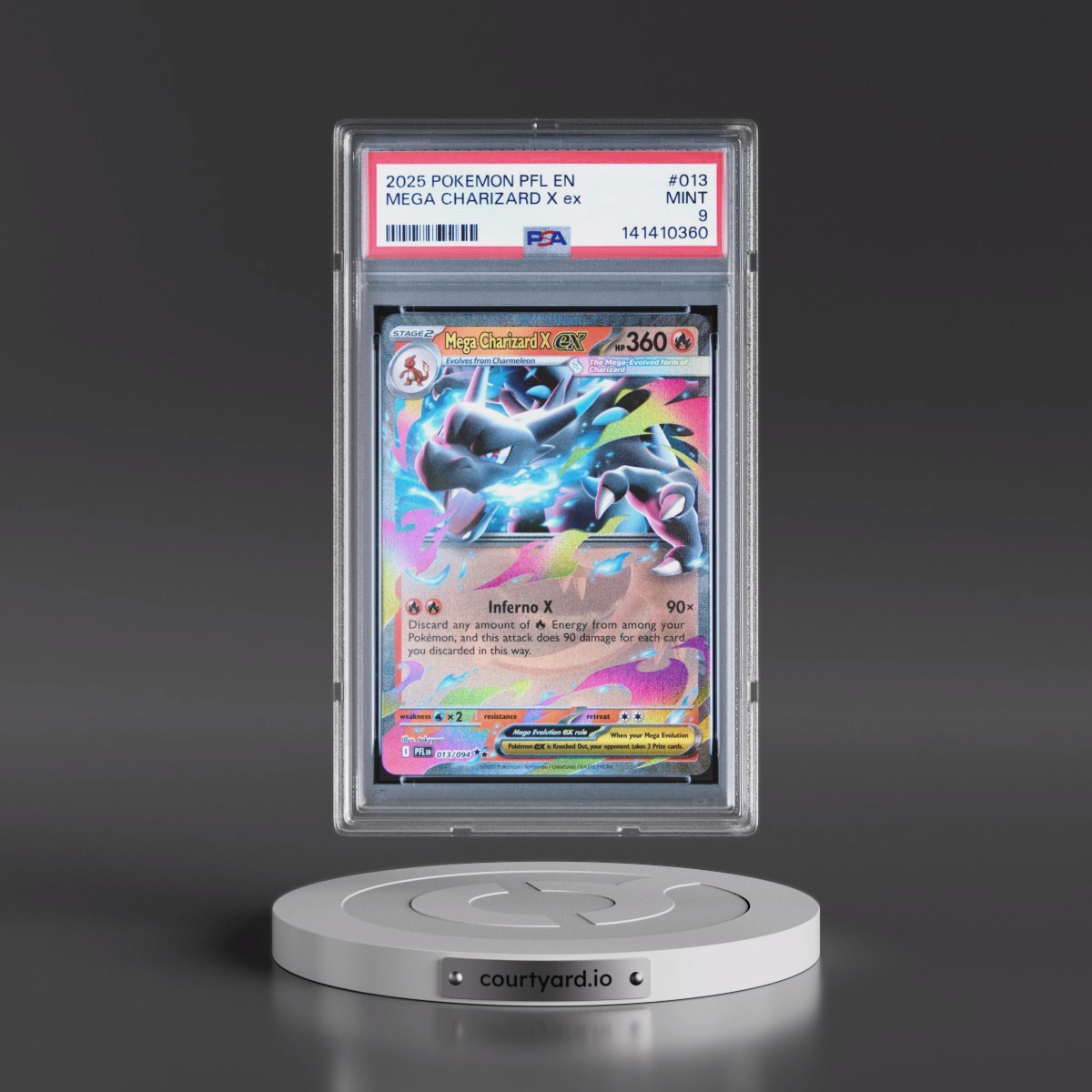 2025 Pokémon Pfl EN-Phantasmal Flames #013 Mega Charizard X EX - Holo (PSA 9 MINT)