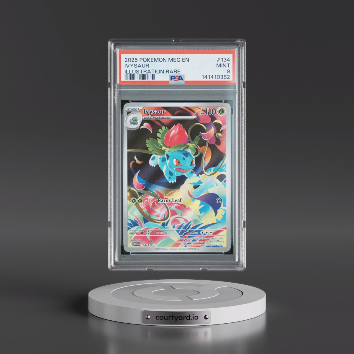 2025 Pokémon Meg EN-Mega Evolution #134 Ivysaur - Illustration Rare (PSA 9 MINT)
