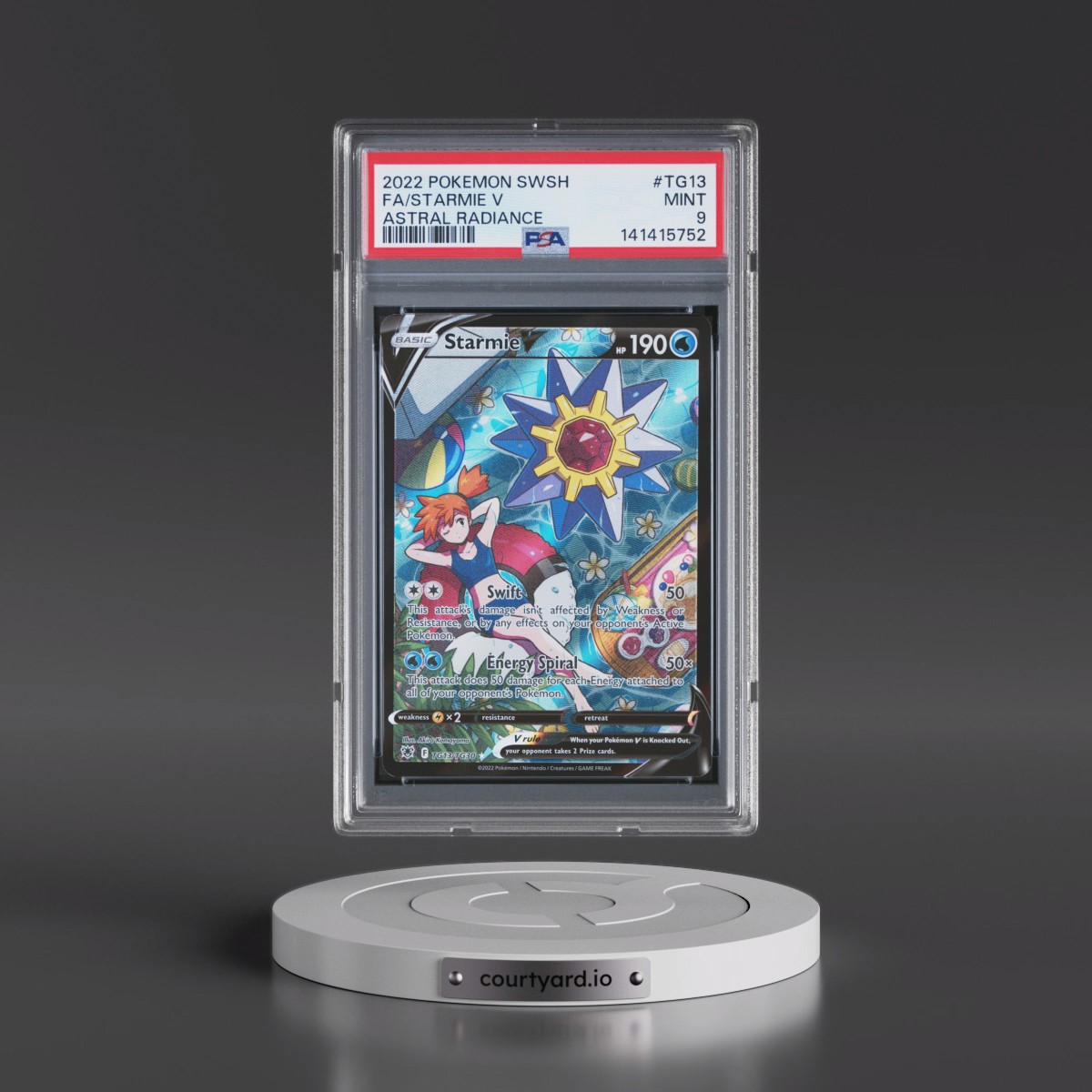 2022 Pokémon Sword & Shield Astral Radiance #TG13 Starmie V - Holo Full Art (PSA 9 MINT)